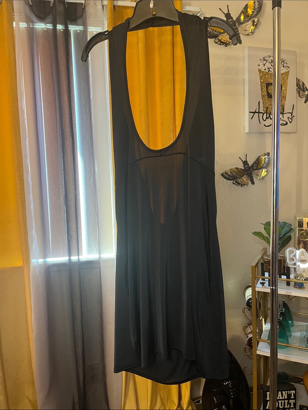 Black Halter Mini open-Back dress